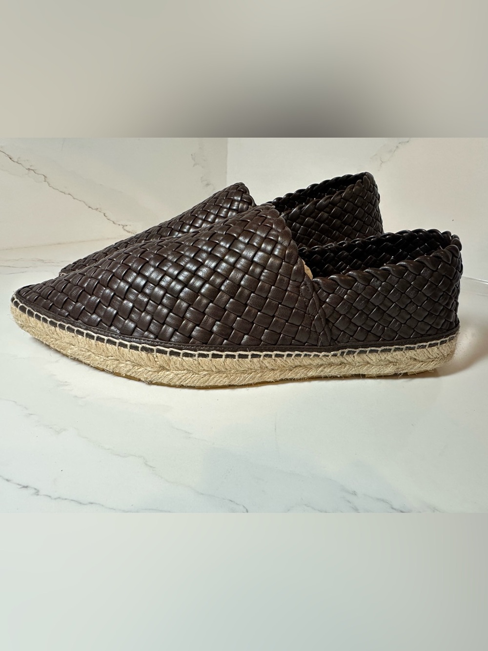 Bottega Veneta Men's Intreccio Leather Espadrilles